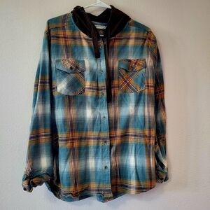 Plaid Button Down Shirt - Blue and Brown